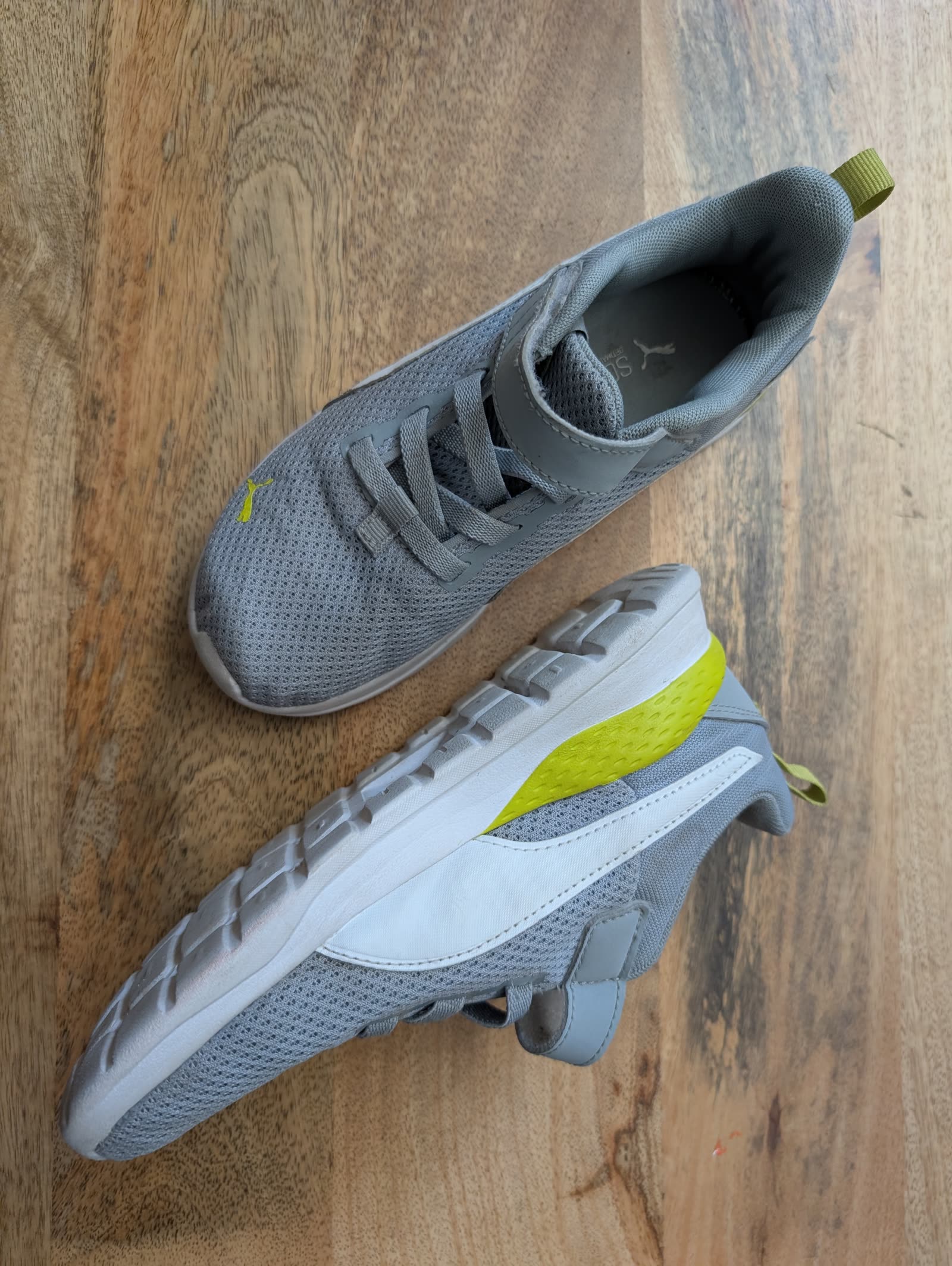 Puma grey mesh runner, velcro + elastic laces, photo 1