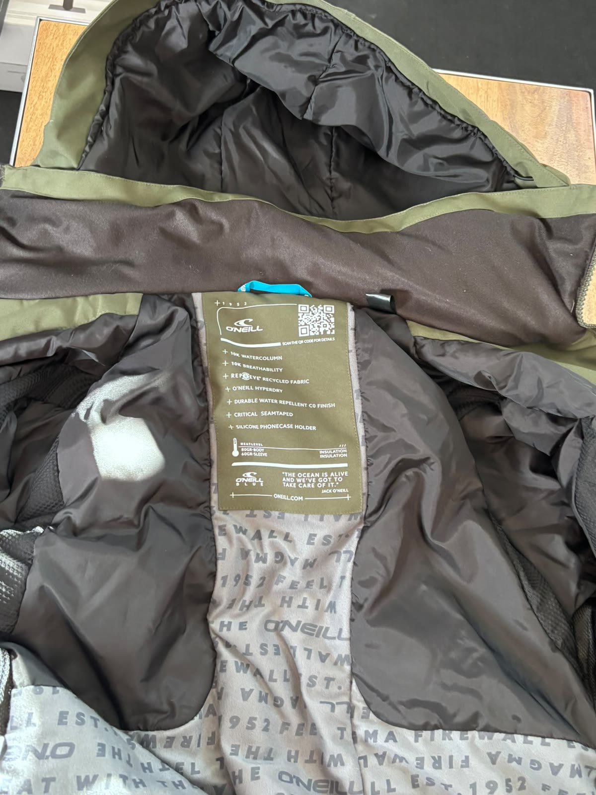 O'Neill Hyperdry 10K insulated snowboard jacket, olive/khaki, photo 1